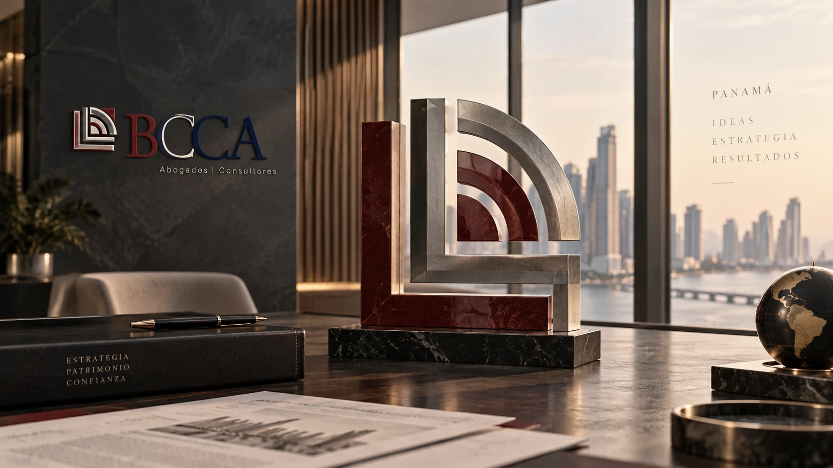 Identidad visual de BCCA en un entorno corporativo